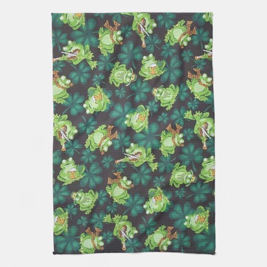 Kikkers en shamrocks theedoek (Verticaal)