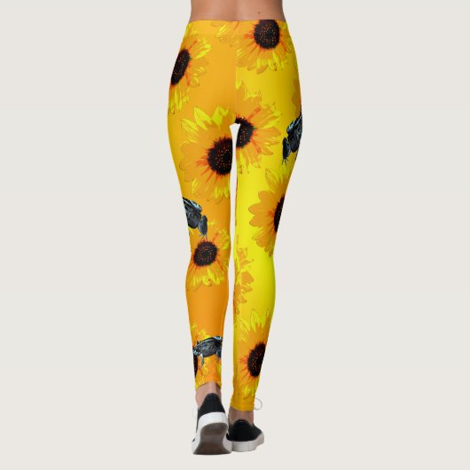 Kikkers en zonnebloemen, dames en Leggings (Achterkant)