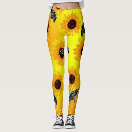 Kikkers en zonnebloemen, dames en Leggings (Voorkant)