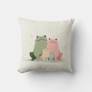 Kikkers Familie – Schattige Whimsical Dieren Kunst Kussen