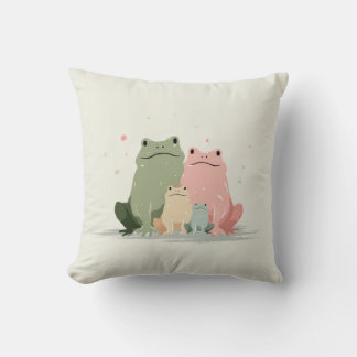 Kikkers Familie – Schattige Whimsical Dieren Kunst Kussen