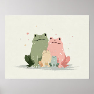 Kikkers Familie – Schattige Whimsische Dier Kunst Poster