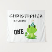 Kikkers Feestje Eerste Verjaardag Moeras Groene Ki Wandkleed (Voorkant (horizontaal))