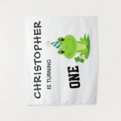 Kikkers Feestje Eerste Verjaardag Moeras Groene Ki Wandkleed (Voorkant)