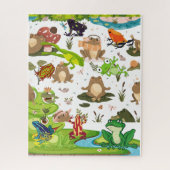 Kikkers Galore in vijver Legpuzzel (Verticaal)