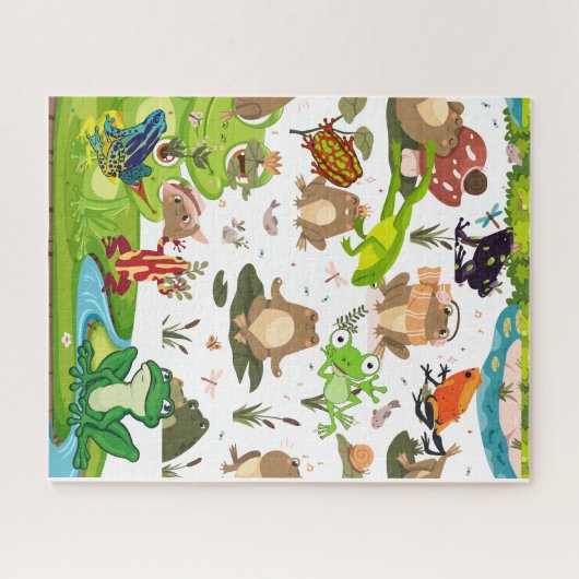 Kikkers Galore in vijver Legpuzzel (Horizontaal)