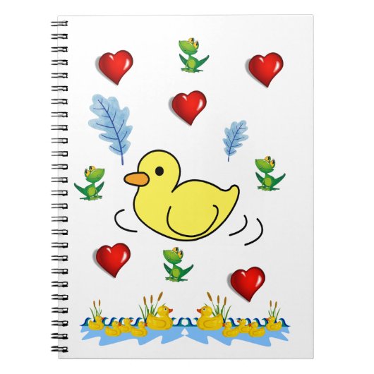 Kikkers Geel Eend Hartjes Spiraal Notebook Notitieboek (Voorkant)