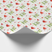 Kikkers hartballonnen cadeaupapier (Hoek)