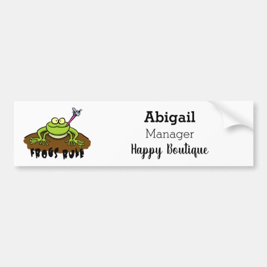 Kikkers heersen grappige groene kikker cartoon bumpersticker (Voorkant)