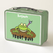 Kikkers heersen grappige groene kikkervis-cartoon (Achterkant)