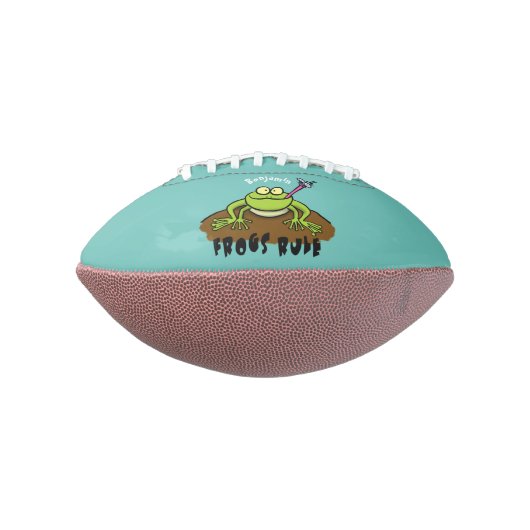 Kikkers heersen grappige groene kikkervis-cartoon american football (Gedraaid 90)