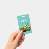 Kikkers heersen grappige groene kikkervis-cartoon badge (Handheld)