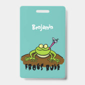 Kikkers heersen grappige groene kikkervis-cartoon badge (Achterkant)