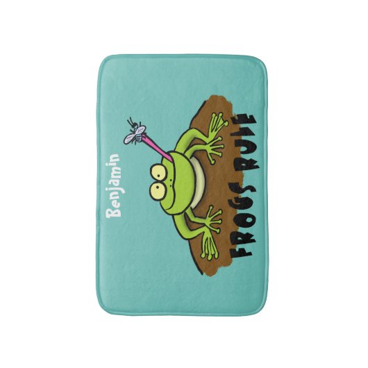 Kikkers heersen grappige groene kikkervis-cartoon badmat (Voorkant Verticaal)