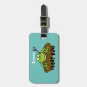 Kikkers heersen grappige groene kikkervis-cartoon bagagelabel (Voorkant verticaal)