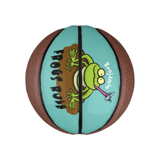 Kikkers heersen grappige groene kikkervis-cartoon basketbal (Verticaal)