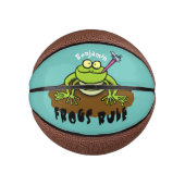 Kikkers heersen grappige groene kikkervis-cartoon basketbal (Voorkant)