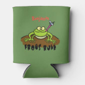 Kikkers heersen grappige groene kikkervis-cartoon blikjeskoeler (Voorkant)