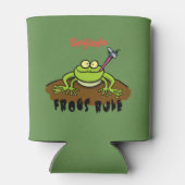 Kikkers heersen grappige groene kikkervis-cartoon blikjeskoeler (Achterkant)