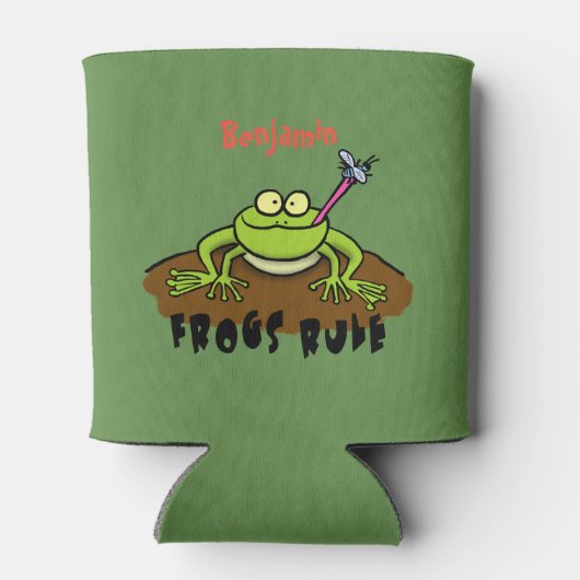 Kikkers heersen grappige groene kikkervis-cartoon blikjeskoeler (Achterkant)