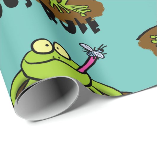 Kikkers heersen grappige groene kikkervis-cartoon cadeaupapier (Rol Hoek)