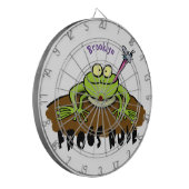 Kikkers heersen grappige groene kikkervis-cartoon dartbord (Voorkant Links)