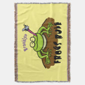 Kikkers heersen grappige groene kikkervis-cartoon deken (Voorkant Verticaal)