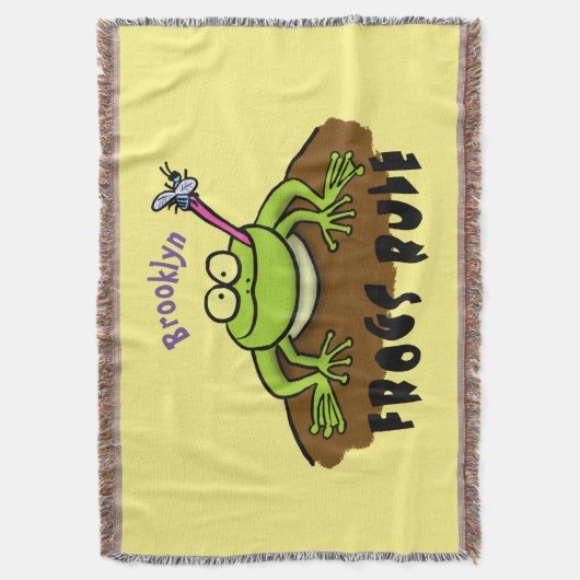 Kikkers heersen grappige groene kikkervis-cartoon deken (Voorkant Verticaal)