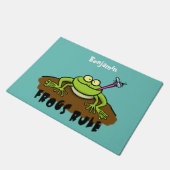 Kikkers heersen grappige groene kikkervis-cartoon deurmat (Schuin)