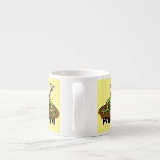 Kikkers heersen grappige groene kikkervis-cartoon espresso kop (Achterkant)