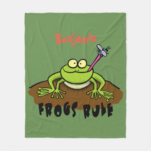 Kikkers heersen grappige groene kikkervis-cartoon fleece deken (Voorkant)