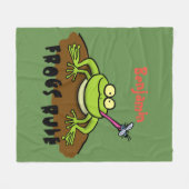Kikkers heersen grappige groene kikkervis-cartoon fleece deken (Voorkant (Horizontaal))