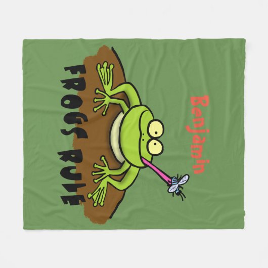 Kikkers heersen grappige groene kikkervis-cartoon fleece deken (Voorkant (Horizontaal))