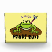 Kikkers heersen grappige groene kikkervis-cartoon fotoblokken (Voorkant)