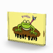 Kikkers heersen grappige groene kikkervis-cartoon fotoblokken (Rechts)