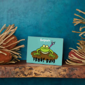 Kikkers heersen grappige groene kikkervis-cartoon fotoplaat (Zijkant)