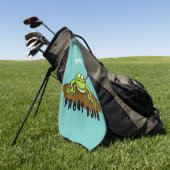 Kikkers heersen grappige groene kikkervis-cartoon golfhanddoek (Groen)