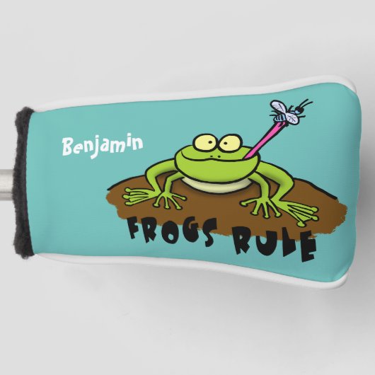 Kikkers heersen grappige groene kikkervis-cartoon golfheadcover (Voorkant)