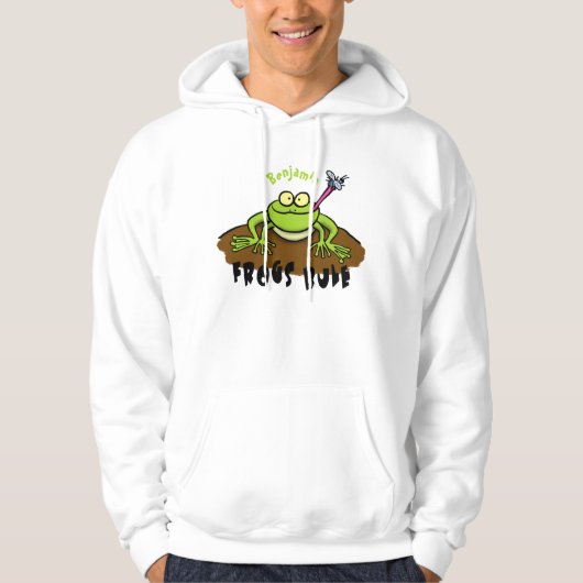 Kikkers heersen grappige groene kikkervis-cartoon hoodie (Voorkant)