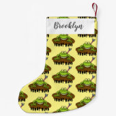 Kikkers heersen grappige groene kikkervis-cartoon kleine kerstsok (Achterkant)