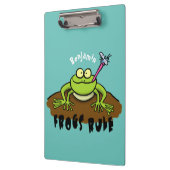 Kikkers heersen grappige groene kikkervis-cartoon klembord (Links)