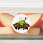 Kikkers heersen grappige groene kikkervis-cartoon labels (Aangebracht)
