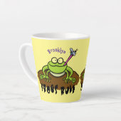 Kikkers heersen grappige groene kikkervis-cartoon latte mok (Linkerhoek)