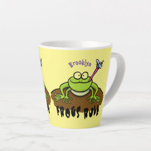 Kikkers heersen grappige groene kikkervis-cartoon latte mok