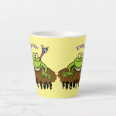 Kikkers heersen grappige groene kikkervis-cartoon latte mok (Voorkant)
