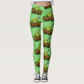 Kikkers heersen grappige groene kikkervis-cartoon leggings (Voorkant)