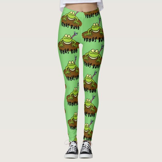 Kikkers heersen grappige groene kikkervis-cartoon leggings (Voorkant)