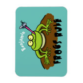 Kikkers heersen grappige groene kikkervis-cartoon magneet (Verticaal)