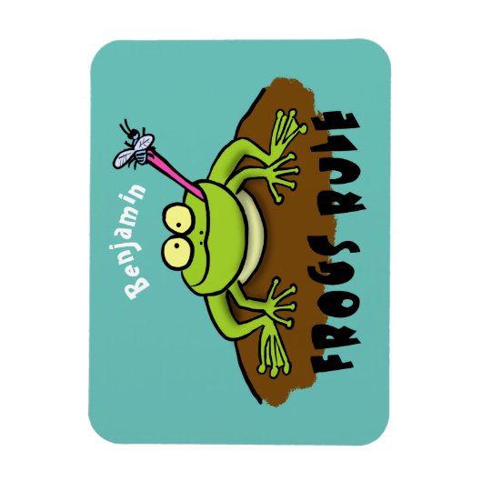 Kikkers heersen grappige groene kikkervis-cartoon magneet (Verticaal)