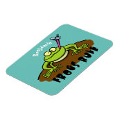 Kikkers heersen grappige groene kikkervis-cartoon magneet (Linkerzijde)
